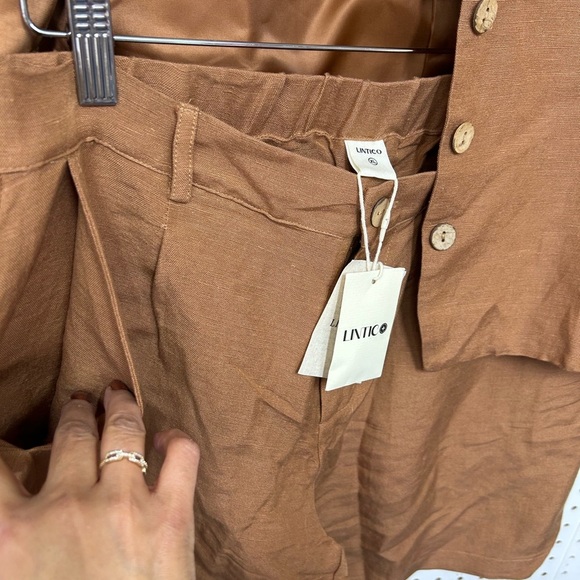 Lintico 100% Linen Matching Set in Caramel Brown - Picture 9 of 9